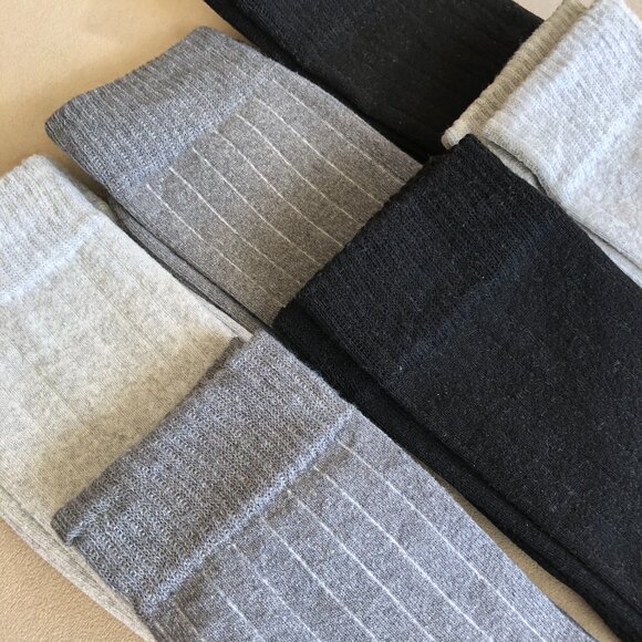 6 Pairs Mens Socks. Cotton Blend Crew Dress Socks, Black, Grey, Dark Gray - Picture 2 of 8